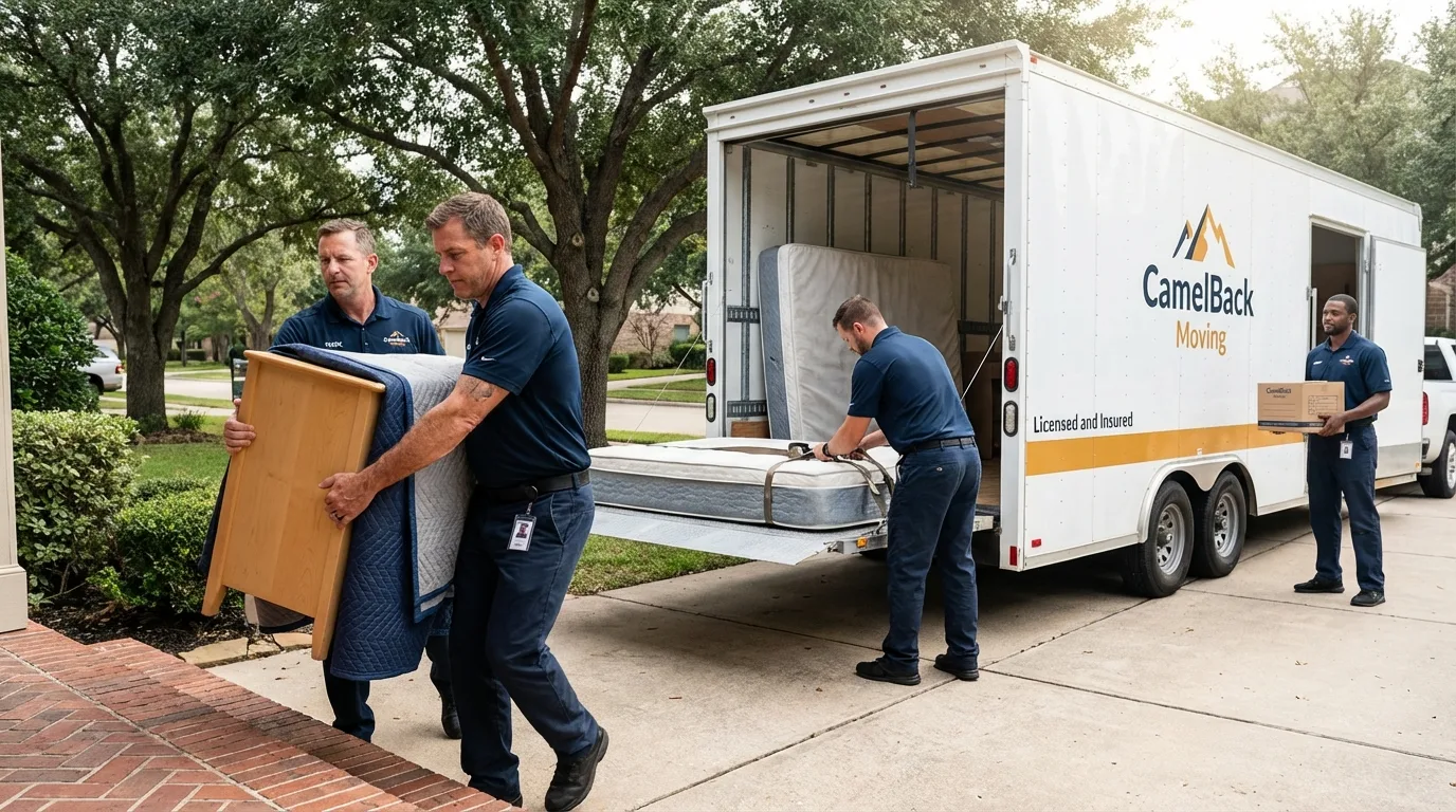 Crew loading residential truck for cross-state move from Holly Hill, SC