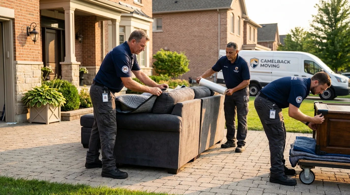 Large estate moving crew wrapping furniture in Holly Hill, SC